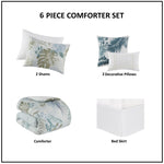 ZUN 6 Piece Oversized Cotton Comforter Set with Throw Pillow B035128768