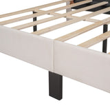 ZUN Upholstered Linen Platform Bed, Queen Size, Beige WF302186AAA