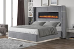ZUN Lizelle Upholstery Wooden King Bed with Ambient lighting in Gray Velvet Finish B00977486