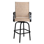 ZUN 2pcs Wrought Iron Swivel Bar Chair Patio Swivel Bar Stools Black 96704878