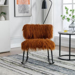 ZUN 25.2'' Wide Faux Fur Plush Nursery Rocking Chair, Baby Nursing Chair with Metal Rocker, Fluffy W1852107368