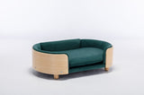ZUN Scandinavian style Elevated Dog Bed Pet Sofa With Solid Wood legs and Bent Wood Back, Velvet W79490082