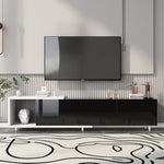 ZUN U-Can Modern ,Stylish TV Stand TV Cabinet for 80+inch TV, Black WF299723AAB