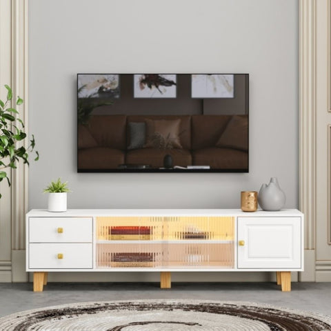 ZUN TV stand,TV Cabinet,entertainment center,TV console,media console,plastic door panel,with LED remote W679126310