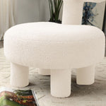 ZUN 24.4" Width Modern Sherpa Fabric Chair Upholstered Creative Ottoman Pouf Fuzzy Sofa Footrest Stool W1117110220