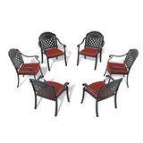 ZUN Cast Aluminum Patio Dining Chair 6PCS With Black Frame and Cushions In Random Colors W171091758