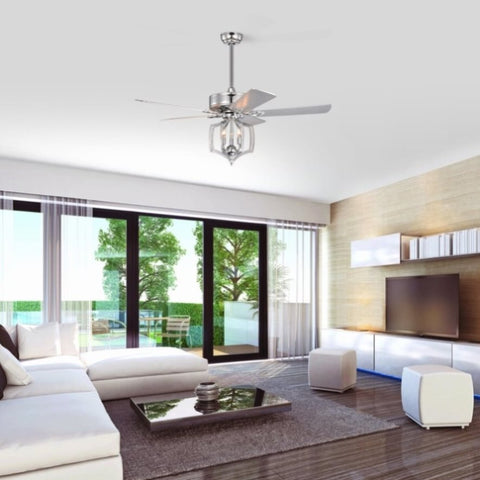 ZUN Ceiling Fans with Lights and Remote 52 Inch Bedroom Ceiling Fan with Light Crystal W1592P152962