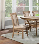 ZUN Transitional Set of 2 Side Chairs Natural Tone And Beige Solid wood Chair Padded Leatherette B011104626