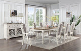 ZUN ACME Florian Dining Table , Oak & Antique White Finish DN01653