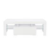 ZUN Elegant Household Decoration LED TV Cabinet with Single Drawer White 44909065