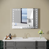 ZUN 36×28 Inch Led-Lit Bathroom Mirror, Wall Mounted Anti-Fog Memory Rectangular Vanity Mirror With W1820122118