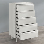 ZUN Modern Style Wood Grain 5-Drawer Chest with Solid Wood Legs, White WF298993AAW