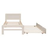 ZUN Modern Design Twin Size Platform Bed Frame with Trundle for White Washed Color W697121846