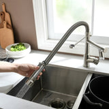 ZUN Kitchen Faucet with Pull Down Sprayer Brushed Nickel Stainless Steel Single Handle Kitchen Sink W1932130216