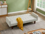 ZUN Beige, Linen, Convertible Double Folding Living Room Sofa Bed 40751600