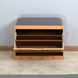 ZUN Entryway Bamboo Bench Living Room Storage Shoe Rack with Foldable Shelf 24.8 x 11.6 x 18.9 inch 21236989