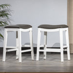 ZUN Saddle Stool -25" Counter Stool, White/Dark Gray PU, Set of 2 B046P144392