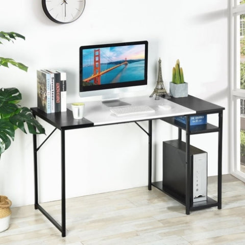 ZUN 47.2" L x 23.6" D Writing Computer Desk, Home Office Study Desk with 2 Storage Shelves on Right W1314120235