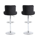 ZUN Bar Stool, Velvet Upholstered SEAT , Gas lifter, Decorated with Nailhead Trim,Set of 2, Black seat, W370113591