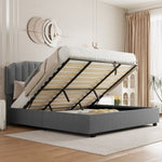 ZUN LIFT UP DOUBLE SIZE BED GRAY VELVET W2239141437