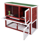 ZUN Wood Rabbit Hutch, Pet Playpen with 2 Stories, Ramp, Doors, Pull-out Tray, Water Bottle, Outdoor W2181P153136