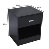 ZUN 1 Drawer Metal Handle Bedside Cabinet Night Table Black 91977712