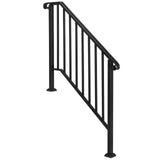 ZUN Matte Black Outdoor 3 Level Iron Handrail 80666382
