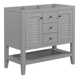 ZUN 36" Bathroom Vanity without Sink, Cabinet Base Only, Two Cabinets and Drawers, Open Shelf, Solid WF299657AAE