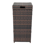 ZUN With Top Cover Iron Frame Rattan Trash Can Brown Gradient 63594224
