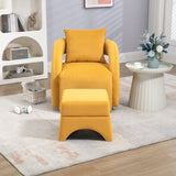 ZUN House hold Accent Chair with Ottoman, Mid Century Modern Barrel Chair Upholstered Club Tub Round W1588128122