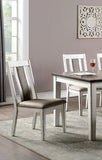 ZUN Classic Weathered White / Warm Gray Set of 2 Side Chairs Fabric Unique Back Solid wood Chair B011104806