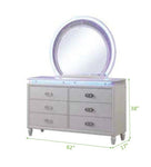 ZUN Perla 6 Drawer LED Dresser Made with Wood in Milky White 659436448698