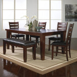 ZUN Contemporary Dining Set of 2 Brown Espresso Finish Solid Wood Faux Leather Cushion Side B011107757
