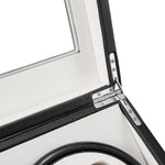ZUN Black Leather Watch Winder Storage Auto Display Case Box 4 6 Automatic Rotation 53056422