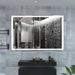 ZUN 60x40 inch Oversized LED Bathroom Mirror Mounted Mirror with 3 Color Modes Aluminum Frame Large W708115602