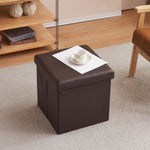 ZUN FCH 38*38*38cm Glossy PVC MDF Foldable Storage Footstool Dark Brown 02046905