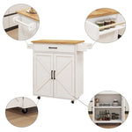 ZUN Kitchen island rolling trolley cart with Adjustable Shelves & towel rack & seasoning rack rubber W282108546