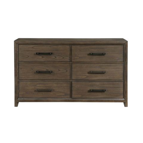 ZUN Dark Walnut Finish Dresser of 6 Drawers Classic Design Bedroom Furniture 1pc B011140394