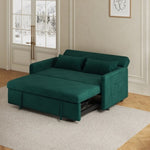 ZUN Sofa Pull Out Bed Included Two Pillows 54" Green Velvet Sofa for Small Spaces W1278125092