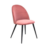 ZUN Dining Chair, Pink Velvet, Metal Black legs, Set of 2 Side Chairs W116440255