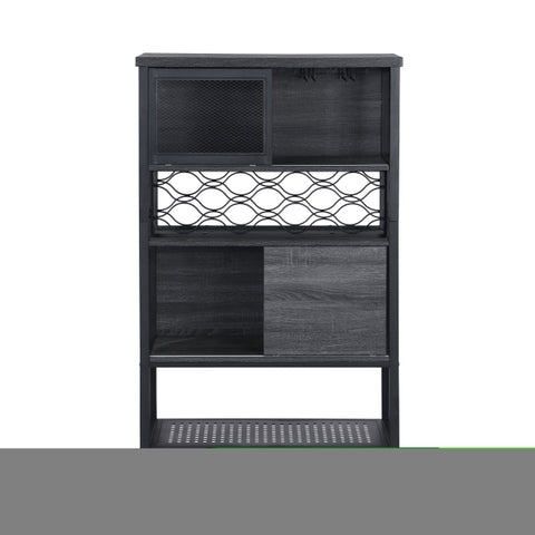 ZUN Industrial Bar Cabinet with Wine Rack for Liquor and Glasses, Wood and Metal Cabinet for Home 58436690