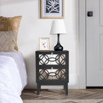 ZUN FCH 45*30*60cm MDF Spray Paint, Smoked Mirror, Two-Drawn Carving, Bedside Table, Black 54891237