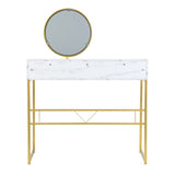 ZUN 41.3 inch Small White Desk with a open Storage Spaces,Modern Makeup Dressing Table with Metal Silver W1314142172