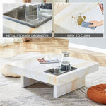 ZUN A modern and practical coffee table with imitation marble patterns, made MDF material. The fusion W1151119881