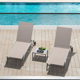 ZUN Chaise Lounge Outdoor Set of 3, Lounge Chairs for Outside with Wheels, Outdoor Lounge Chairs with 5 W1859109858