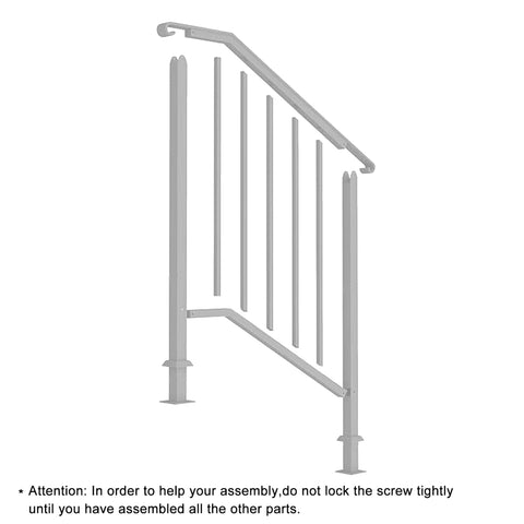 ZUN Handrails for Outdoor Steps, Iron Handrail Fits 2 Step, Transitional Handrail with Installation Kit, 39015734