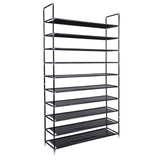 ZUN Simple Assembly 10 Tiers Non-woven Fabric Shoe Rack with Handle Black 09118924