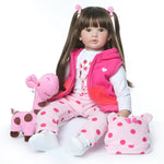 ZUN 24" Beautiful Simulation Baby Long Hair Girl Wearing a Deer Dress Doll 95153801