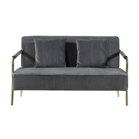 ZUN 56" Width Modern Upholstered Pleated Velvet Loveseat Comfy 2 Seater Small Sofa Couch with Gold Metal W111763555
