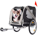 ZUN Dog Bike Trailer, Breathable Mesh Dog Cart with 3 Entrances, Safety Flag, 8 Reflectors, Folding Pet W32191047